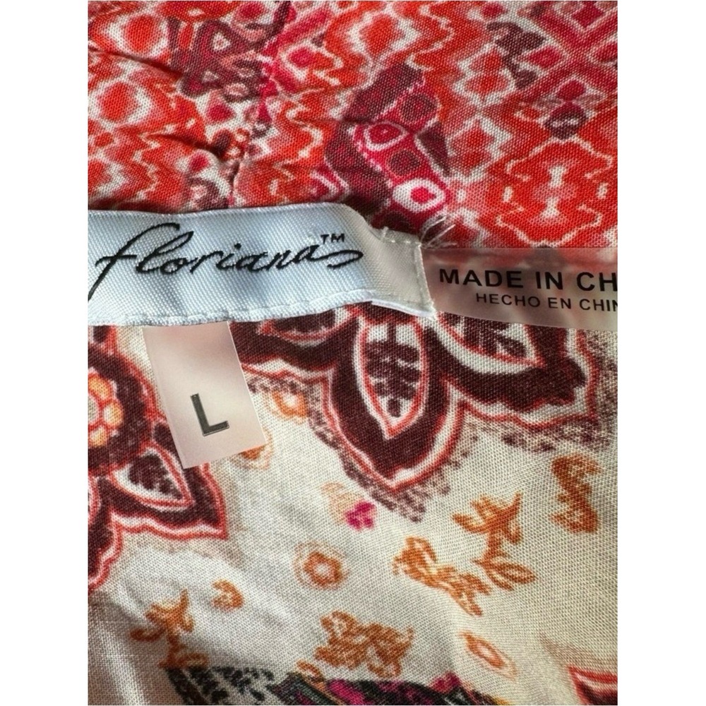 Floriana Cardigan Kimono Women's Large Boho Bohemian Floral Open Front - Picture 10 of 10